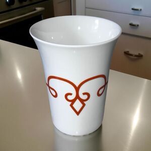 Starbucks 2014 Tea Coffee Mug Cup Pumpkin Orange Diamond Scroll Tall Tazo Fluted